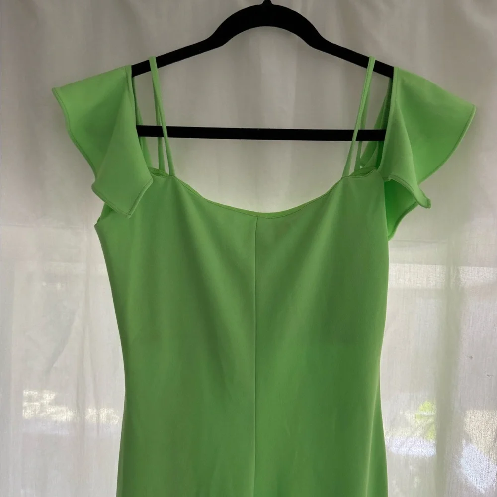 Betsy & Adam Lime Asymmetrical Ruffle Dress - Picture 6 of 9